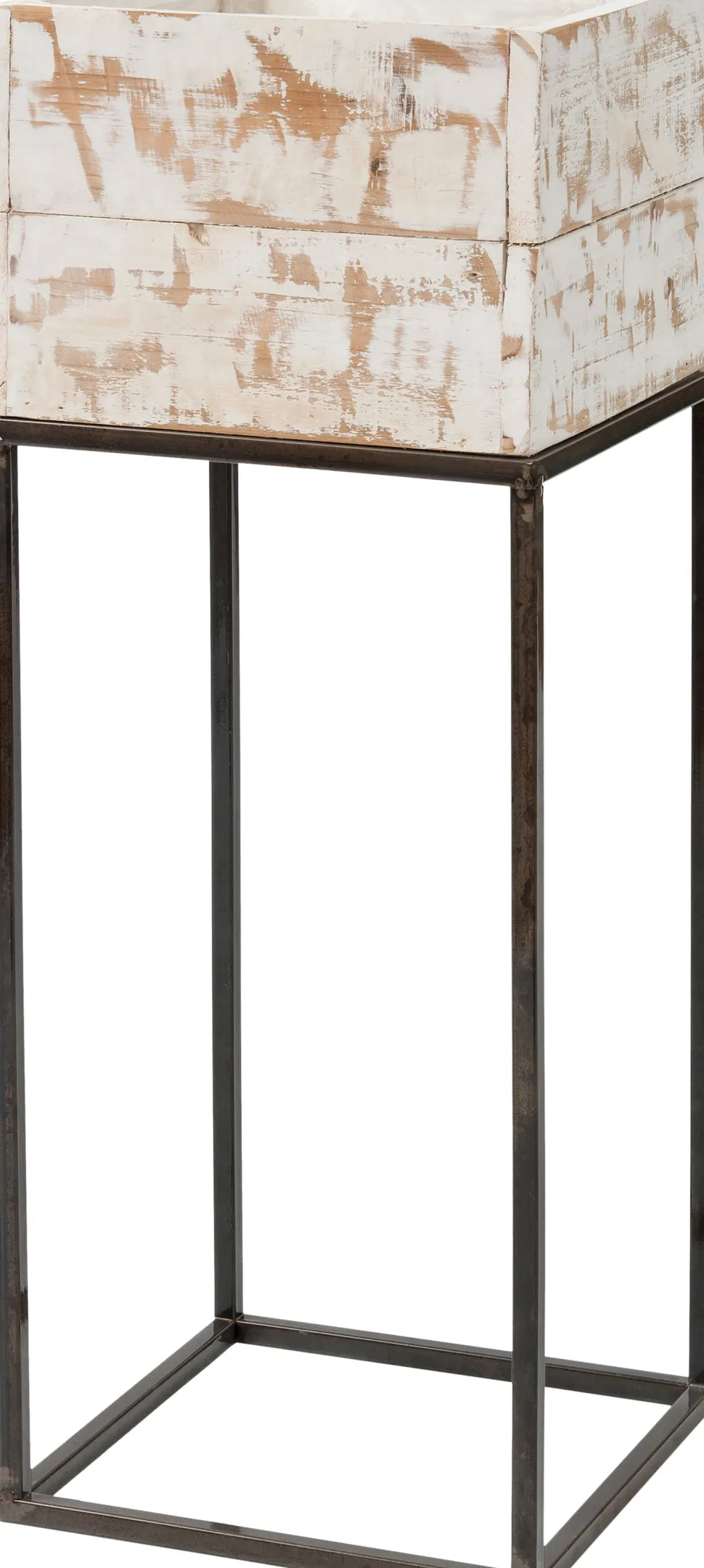 Intratuin Blumenkasten Kyra mit Ständer weiß / Holz 28 x 28 x 75 cm