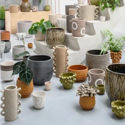 Intratuin Blumentopf Adna schwarz / braun D 34 H 32 cm