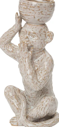 Intratuin Blumentopf Affe 12,2 x 11 x 24 cm creme