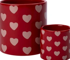 Intratuin Blumentopf Herzen rot D 14 H 13 cm