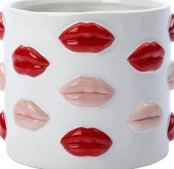Intratuin Blumentopf Lip weiß / rot D 15 H 11 cm