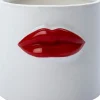 Intratuin Blumentopf Lip weiß / rot D 14 H 13 cm