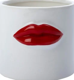 Intratuin Blumentopf Lip weiß / rot D 14 H 13 cm