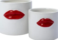 Intratuin Blumentopf Lip weiß / rot D 14 H 13 cm