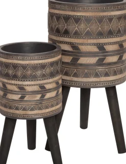 Intratuin Blumentopf mit Füßen Mila D 22 cm H 42 cm grau