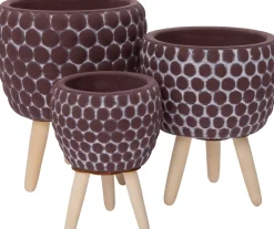 Intratuin Blumentopf mit Füßen Myrthe braun D 9,5 H 13 cm