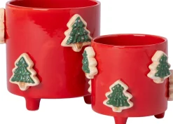 Intratuin Blumentopf mit Füßen Jiya Weihnachtsbaum rot D 13 H 11 cm