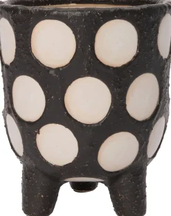 Intratuin Blumentopf mit Füßen Pygros schwarz / beige D 10,5 H 12 cm