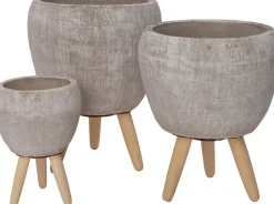 Intratuin Blumentopf mit Füßen Amber grau D 13,5 H 13,5 cm