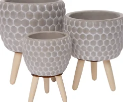 Intratuin Blumentopf mit Füßen Myrthe grau D 15,5 H 18,5 cm