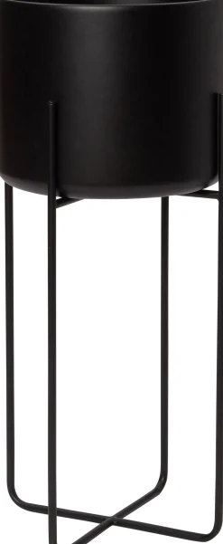Intratuin Blumentopf mit Ständer Lina schwarz D 28 H 66 cm