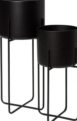 Intratuin Blumentopf mit Ständer Lina schwarz D 28 H 66 cm