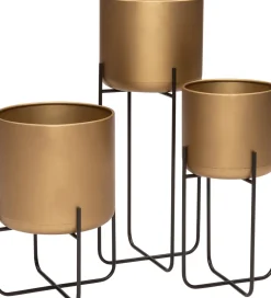 Intratuin Blumentopf mit Ständer Kensi D 25,3 cm H 37,7 cm gold