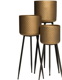 Intratuin Blumentopf mit Fuß gold D 23 H 64,5 cm