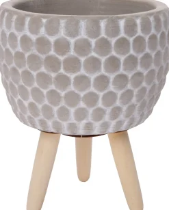 Intratuin Blumentopf mit Füßen Myrthe grau D 13,5 H 15,5 cm