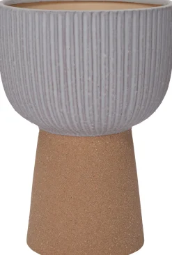 Intratuin Blumentopf mit Fuß Jill grau / braun 17,5 x 17,5 x 22,5 cm