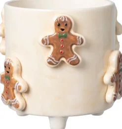 Intratuin Blumentopf mit Füßen Jiya Lebkuchenmann creme D 16 H 15 cm