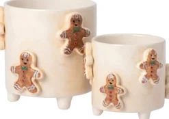 Intratuin Blumentopf mit Füßen Jiya Lebkuchenmann creme D 16 H 15 cm