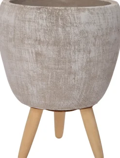 Intratuin Blumentopf mit Füßen Amber grau D 16,5 H 16,5 cm
