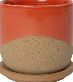 Intratuin Blumentopf mit Teller Dim rot D 11,5 H 11,5 cm