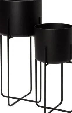 Intratuin Blumentopf mit Ständer Lina schwarz D 23 H 51 cm