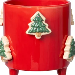 Intratuin Blumentopf mit Füßen Jiya Weihnachtsbaum rot D 16 H 15 cm