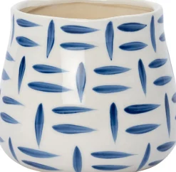 Intratuin Blumentopf Tola weiß / blau D 16,5 H 15 cm