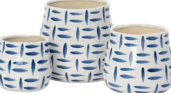 Intratuin Blumentopf Tola weiß / blau D 16,5 H 15 cm