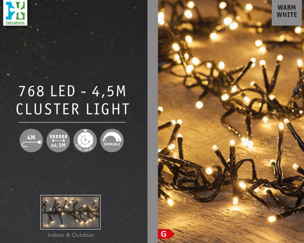 Intratuin Cluster-Lichterkette 4,5 m 768 LED Lämpchen warmweiß