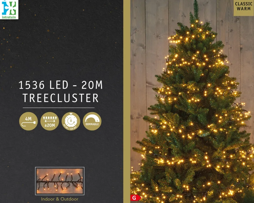 Intratuin Cluster-Lichterkette 20 m mit 1536 LED Lämpchen klassisch warm