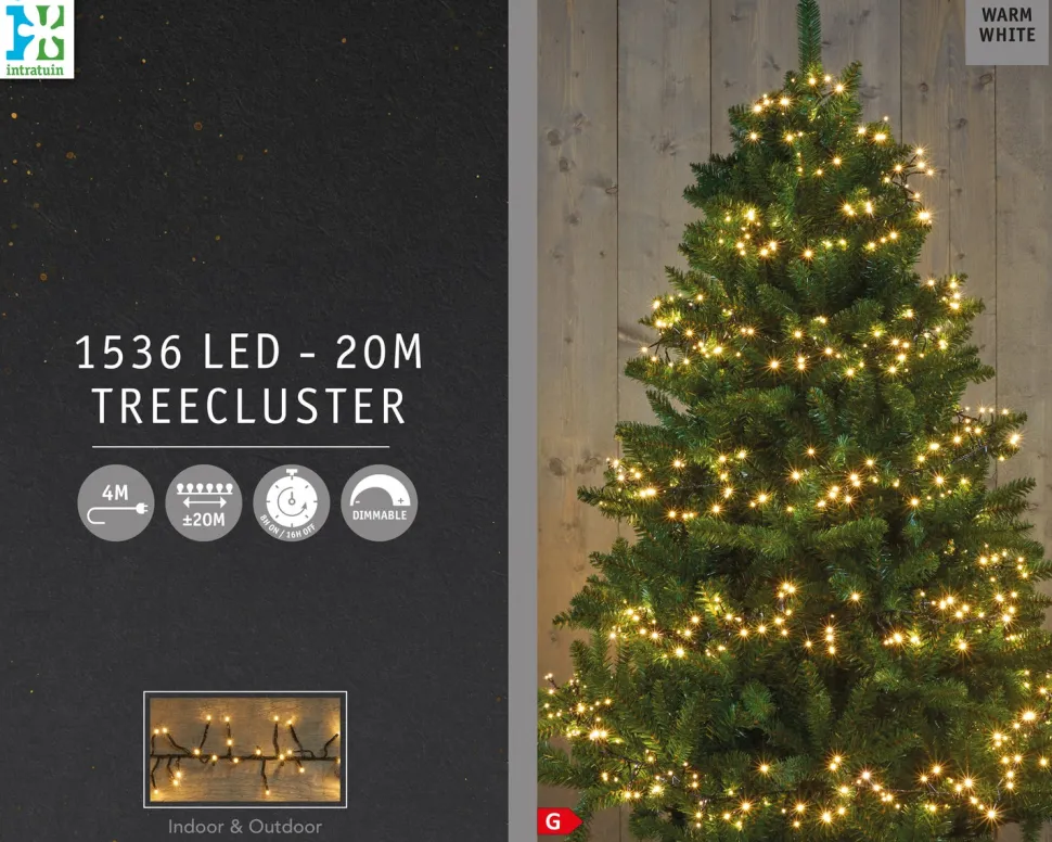 Intratuin Cluster-Lichterkette 20 m mit 1536 LED Lämpchen warmweiß