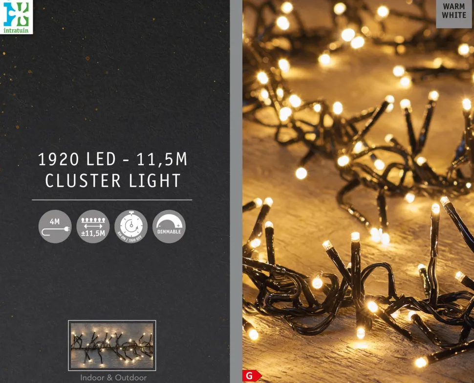 Intratuin Cluster-Lichterkette 11,5 m mit 1920 LED Lämpchen warmweiß