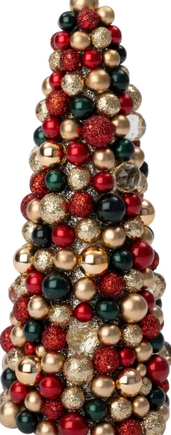 Intratuin Deko-Baum Trevi kerstbal rot / grün / gold D 16 H 36 cm