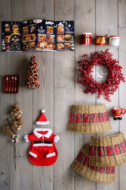 Intratuin Deko-Baum Trevi kerstbal rot / grün / gold D 16 H 36 cm