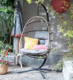 Intratuin Hängesessel mit Gestell klappbar Pax grau