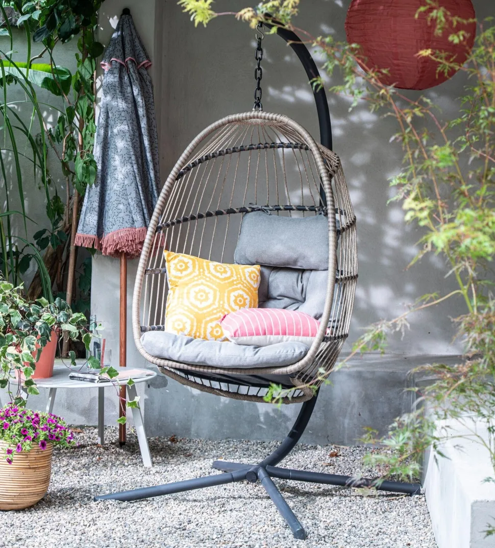 Intratuin Hängesessel mit Gestell klappbar Pax grau