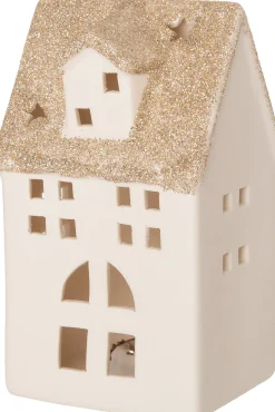 Intratuin Häuschen Gerry weiß mit LED 7,5 x 6,5 x 13 cm