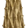 Intratuin Kerze Kegel mit Rauten gold D 5 H 20 cm
