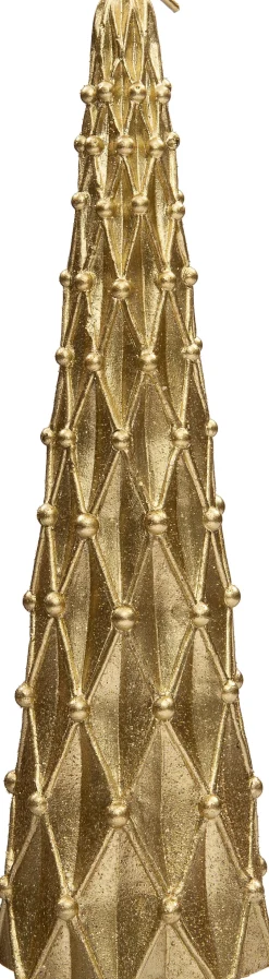 Intratuin Kerze Kegel mit Rauten gold D 5 H 20 cm