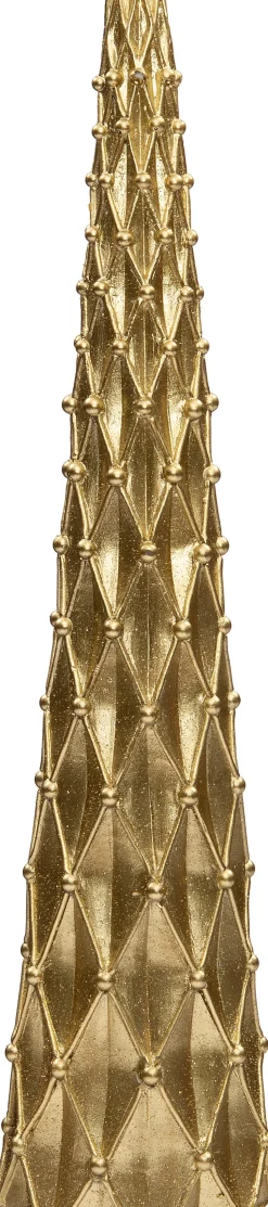 Intratuin Kerze Kegel mit Rauten gold D 6 H 30 cm