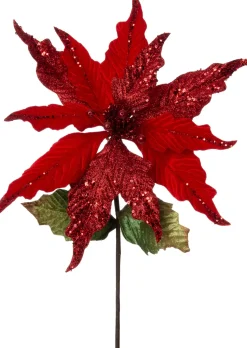 Intratuin Kunstblume Weihnachtsstern mit Glitzer rot 55 cm
