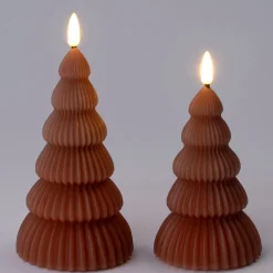 Intratuin LED Stumpenkerze Weihnachtsbaum Juna dunkelbraun D 8,5 H 17,5 cm