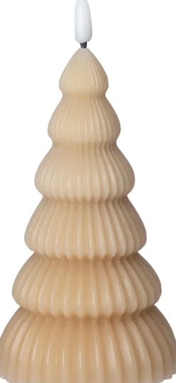 Intratuin LED Stumpenkerze Weihnachtsbaum Juna hellbraun D 8,5 H 17,5 cm