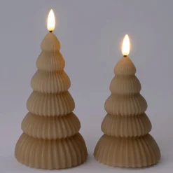 Intratuin LED Stumpenkerze Weihnachtsbaum Juna hellbraun D 8,5 H 17,5 cm