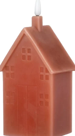 Intratuin LED Stumpenkerze Haus Tebi dunkelbraun 8 x 8 x 14,5 cm