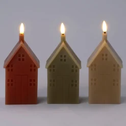 Intratuin LED Stumpenkerze Haus Tebi grün 7,5 x 7,5 x 17,5 cm