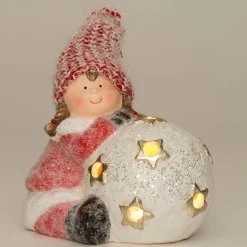 Intratuin Mädchen mit Ball LED rot / weiß 16 x 11,5 x 13 cm