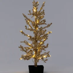 Intratuin mini Künstlicher Weihnachtsbaum Kristal gold met 60 warmweißen Lämpchen 28 H 46 cm