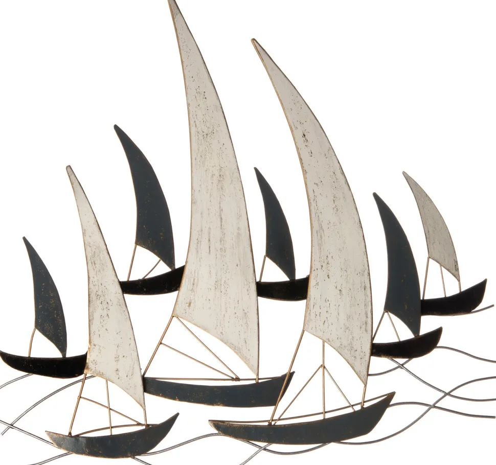 Intratuin Outdoor-Wanddeko Segelboot weiß / schwarz 71 x 66 x 3 cm