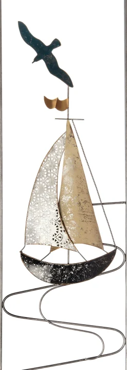 Intratuin Outdoor-Wanddeko Segelboot weiß / schwarz 30,5 x 91 x 2,5 cm